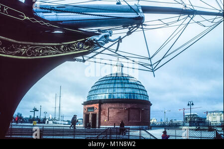 Cutty Sark und Fußgängertunnel, Grenwich, London. Stockfoto