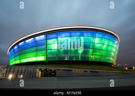 Nacht Bild der SSE Hydro im Scottis Veranstaltung Campus Glasgow. Stockfoto
