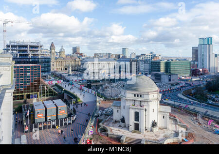 Bau Sanierung von Paradise Circus und Chamberlain Square vom Dachgarten aus der Bibliothek von Birmingham gesehen Stockfoto