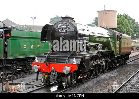 60103 Flying Scotsman LNER Gresley 4-6-2 A3 Class an der West Somerset Railway Station früher British Rail in Minehead Stockfoto