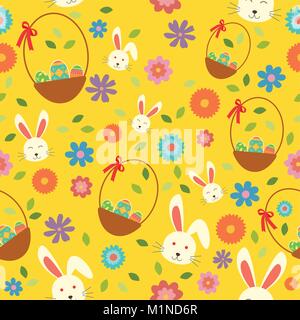 Ein Vektor Illustration der Osterhase Eier und Feder Wallpaper nahtlose Muster Hintergrund Stock Vektor