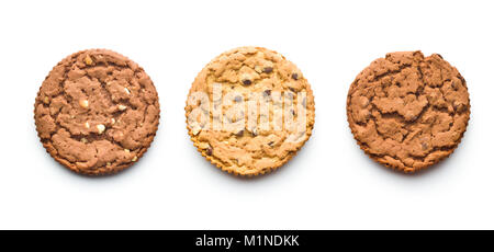 Süße Schokolade Cookies auf weißem Hintergrund. Stockfoto