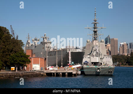 Marineschiffe Garden Island Naval Dockyard Sydney New South Wales, Australien Stockfoto