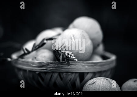 Nahaufnahme von raw Phyllanthus emblica oder indische Gans Berry in einem Korb. Stockfoto