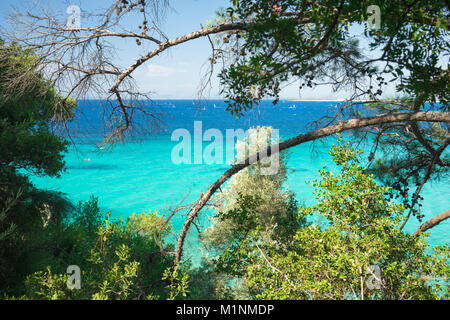 Foto von populär zu kitesurfurs Strand von Agios Ioannis, wie aus der Ferne, Lefkas, Ionische Inseln, Griechenland Stockfoto