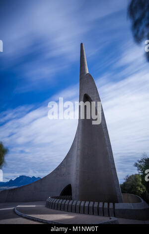 Lange Belichtung Fotografie an der Afrikaanse Taal Monument, das sich in der Stadt Paarl im Western Cape von Südafrika Stockfoto