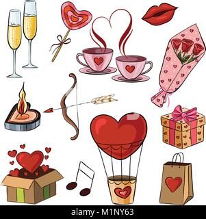 Vector Illustration Karikatur Aufkleber für Saint Valentine Urlaub Stock Vektor