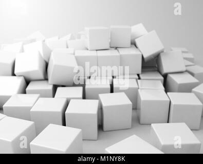 Weiße Bausteine in einem Stapel Stockfoto