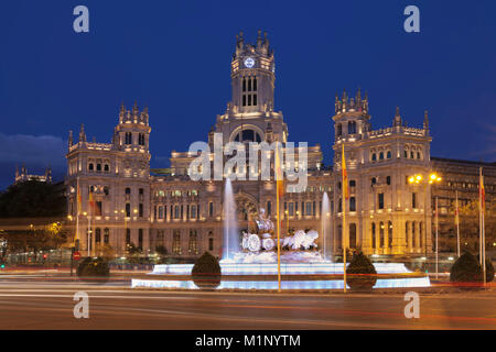 Plaza de la Cibeles, Brunnen und Palacio de Kommunikation, Madrid, Spanien, Europa Stockfoto