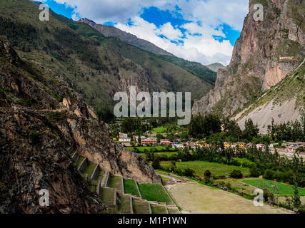 Ollantaytambo Ruinen, das Heilige Tal, Cusco Region, Peru, Südamerika Stockfoto