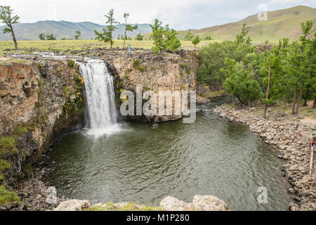 Roter Wasserfall Orkhon Tal, im Süden der Provinz Hangay, Mongolei, Zentralasien, Asien Stockfoto