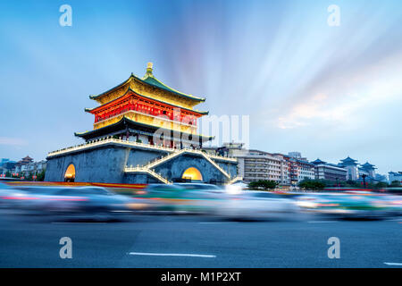 China Xi'an Wahrzeichen der Stadt, der Glockenturm Stockfoto