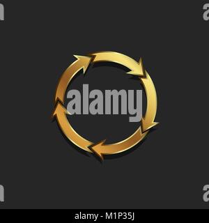 Wiederherstellen von Pfeilen Kreis Goldfarbenem Vector Illustration Stock Vektor