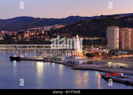 Leuchtturm, Malaga, Andalusien, Spanien, Europa Stockfoto