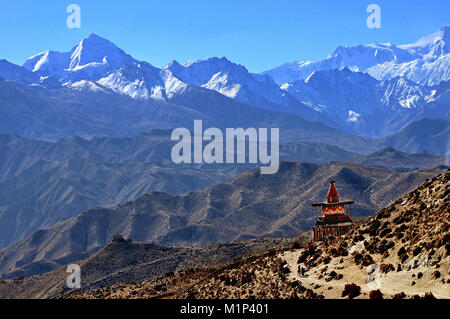 Annapurna Landschaft, Mustang, Nepal, Himalaya, Asien Stockfoto