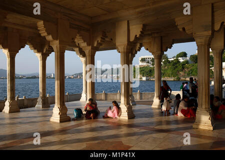 Baradari gebaut von Shah Jahan am See Anasagar, Ajmer, Rajasthan, Indien, Asien Stockfoto