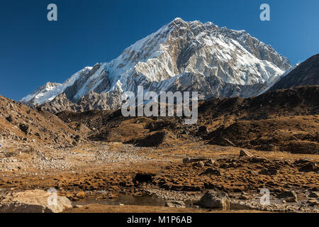 Blick vom Berg in der Nähe von Lobuche, Lhotse, Nuptse - Nepal, Himalaya Stockfoto