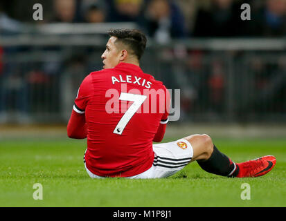 Alexis Sanchez von Manchester United in Aktion gegen Tottenham Hotspur gespielt im Wembley Stadium am 31. Januar 2018 Stockfoto