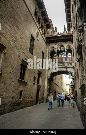 Barri Gotic, dem berühmten gotischen Viertel in der Altstadt von Barcelona, Katalonien, Spanien. Stockfoto