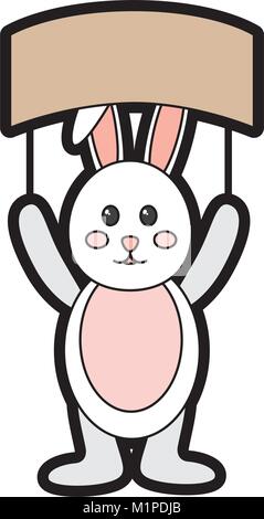 Kaninchen oder Hase holding Zeichen icon image Stock Vektor