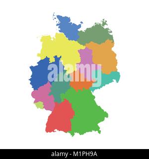 Deutschland Karte mit den Bundesländern. Flache Vektor Stock Vektor