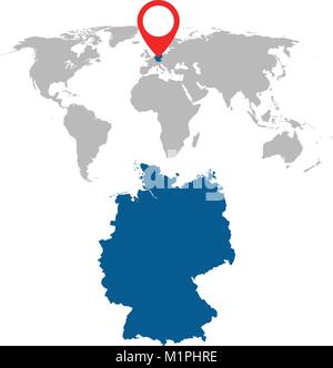 Detaillierte Karte von Deutschland und Weltkarte Navigation gesetzt. Flache Vector Illustration. Stock Vektor