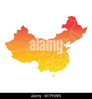 China Karte. Bunte orange Vector Illustration auf weißem Hintergrund Stock Vektor