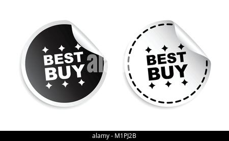Beste Aufkleber kaufen. Schwarze und weiße Vector Illustration. Stock Vektor