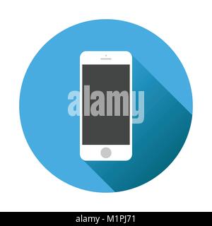 Smartphone-Symbol. Vector Illustration auf blauem Hintergrund mit Schatten. Telefon im iphone Stil mit App Icons. Stock Vektor