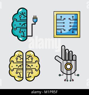 Stellen Sie künstliche Intelligenz Technologie mit digitalen wissenschaftlichen Vector Illustration Stock Vektor