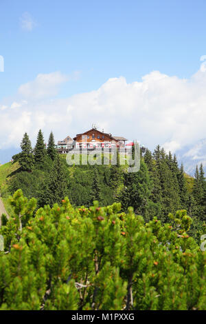 Die Bergstation der Seilbahn, Hochwurzen, Schladming-Rohrmoos Schladminger Tauern, Steiermark, Österreich, Europa, Bergstation der Gipfelbahn entfernt begrüßt Hochwu Stockfoto