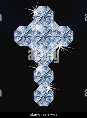Diamant Kreuz, Frohe Ostern Hintergrund, Vector Illustration Stock Vektor
