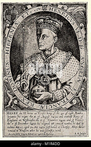 Portrait von Heinrich VI. zum König von England - British Gravur des 17. Jahrhunderts Stockfoto