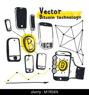 Vektor abstrakte Abbildung bitcoin Technologie Stock Vektor
