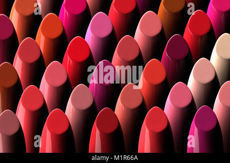 3D-Render eines großen Assorment von lippenstiften Stockfoto