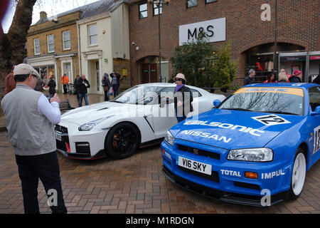 Banbury, Großbritannien, 01. Februar, 2018. Stadt feiert Rückkehr der Rallye Monte Carlo zum ersten Mal seit 1962. Banbury, Großbritannien. Quelle: Martin Kelly/Alamy Leben Nachrichten. Stockfoto