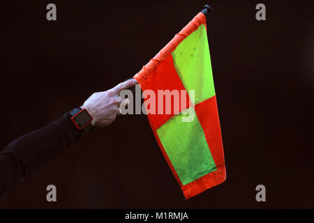 Detail eines linesmans Flagge Stockfoto