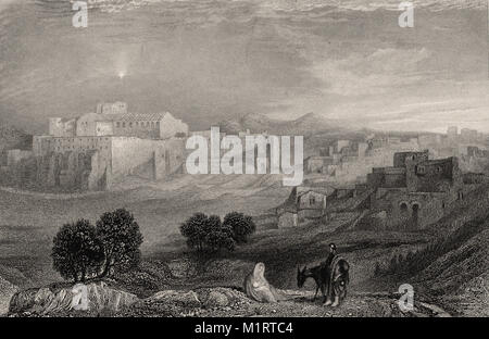 BETHLEHEM - Landschaft Illustration der Bibel - Britische Gravur 19. Stockfoto