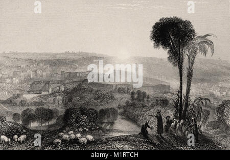 NAZARETH - Landschaft Illustration der Bibel - Britische Gravur 19. Stockfoto