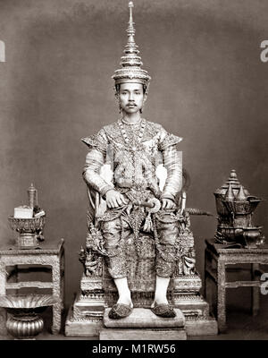 C 1873 Südostasien - Thailand Siam Chulalongkorn, König Rama V Krönung Stockfoto