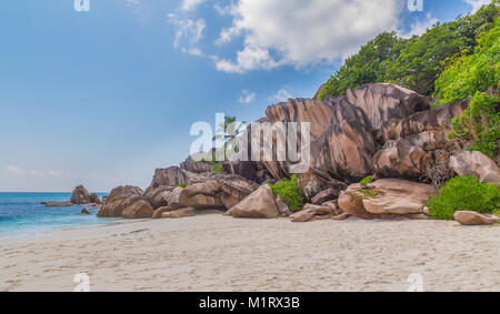 Grand Anse Strand auf La Digue Seychellen. Stockfoto