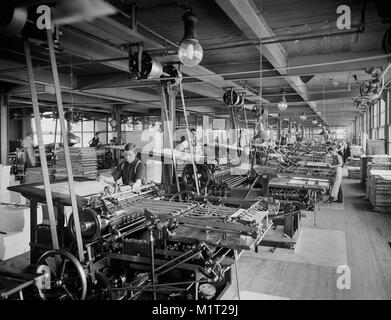 Männliche Arbeitnehmer, Druckerei, National Cash Register, Dayton, Ohio, USA, William Henry Jackson für Detroit Publishing Company, 1902 Stockfoto