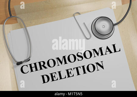 3D-Abbildung der chromosomalen löschen Titel auf ein medizinisches Dokument Stockfoto