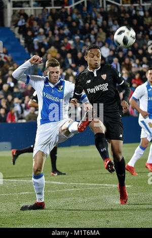 Leganes, Spanien. 31 Jan, 2018. Fußballspiel zwischen Leganes vs Sevilla während der Kings Cup in einem Butarque Stadion in Leganés. Halbfinale gehen. Credit: Alberto M. Villa/Pacific Press/Alamy leben Nachrichten Stockfoto