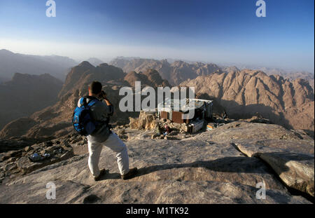 Ägypten. Sint Katherine, Sinai Dessert. Oben auf dem Berge Sinai. Tourist, Bild. Stockfoto