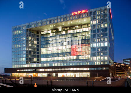 Bürogebäude auf der Ericusspitze in der HafenCity Hamburg, Hauptsitz des deutschen Wochenmagazins "DER SPIEGEL" Stockfoto
