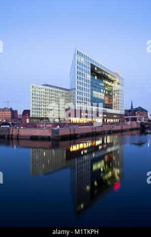 Bürogebäude auf der Ericusspitze in der HafenCity Hamburg, Hauptsitz des deutschen Wochenmagazins "DER SPIEGEL" Stockfoto