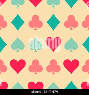 Nahtlose retro farbige Muster mit Spielkarten Symbole Stock Vektor