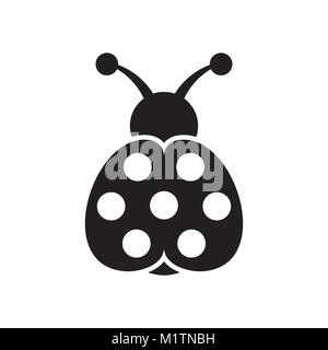 Schwarz Vektor cute 7 Punkt Marienkäfer Symbol isoliert Stock Vektor