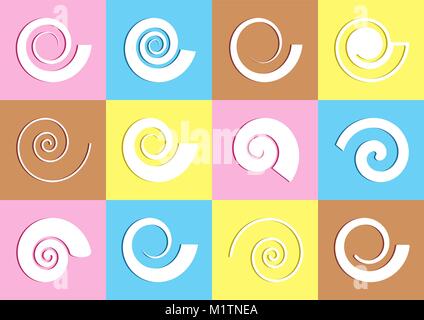 Weiß Vektor abstrakten Spirale Symbole in bunten Rechtecke Stock Vektor
